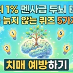 상위 1% 멘사급 두뇌 테스트 두뇌가 늙지 않는 퀴즈 5가지 풀고 치매 예방하기